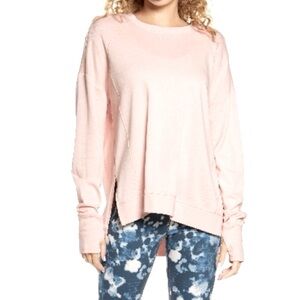 Sweaty Betty Oversized Split-Hem Sweatshirt • High/Low Pink Pullover • Size S